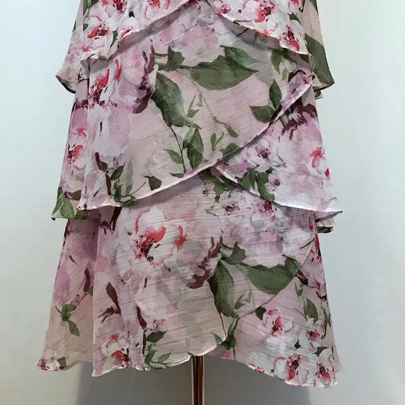 SLNY NWT Knee Length Tiered Flutter Dress Women Various - Picture 4 of 9